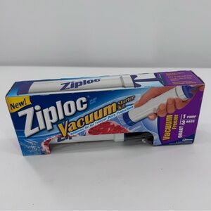 Ziploc Vacuum Starter Kit Pump and 3 Quart Freezer Bags Set New